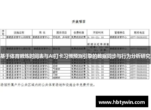 基于体育锻炼时间表与AI打卡习惯预测引擎的数据同步与行为分析研究